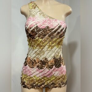 URBAN BEHAVIOR One Shoulder Side Tie Blouse Blue Size Medium